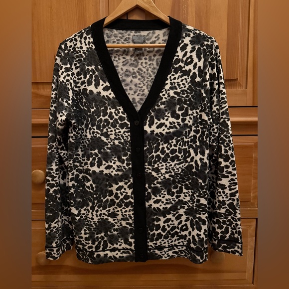 Additions by Chico’s Cardigan Sweater Leopard Animal Print Women’s Size 2/Large - Picture 1 of 4